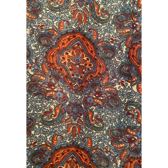 Band of Gypsies Button Front Blouse Top Roll Tab Long Sleeve Sheer Boho Paisley - Picture 4 of 4